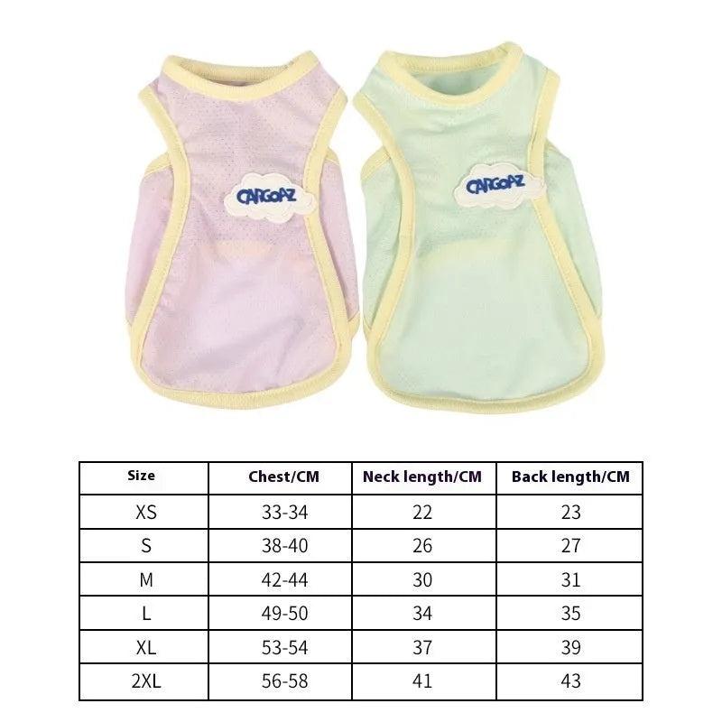 Grass green thin mesh cat vest with anti-lint polyester material on a cat.