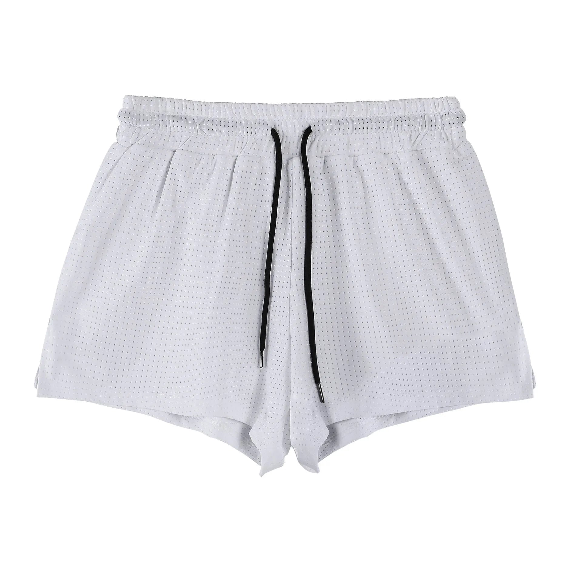 Men's black and white quick-dry nylon shorts for summer sports.
