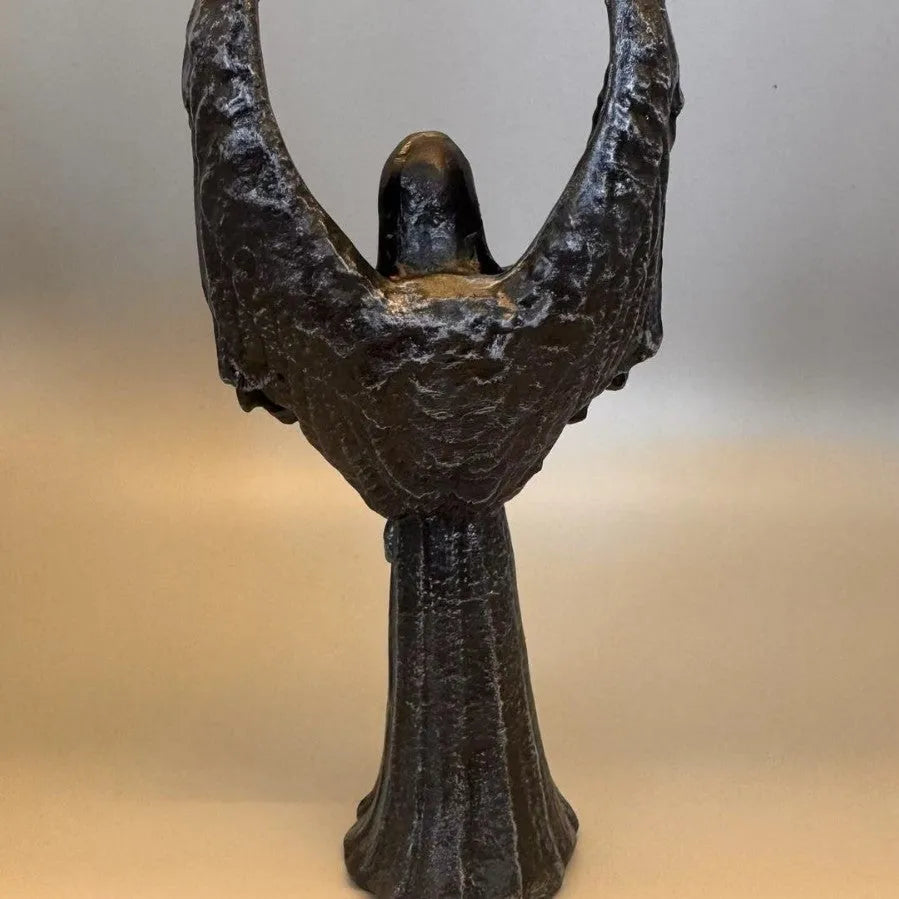 Dark angel resin statue ornament measuring 6.5cm wide by 5cm deep by 17cm high
