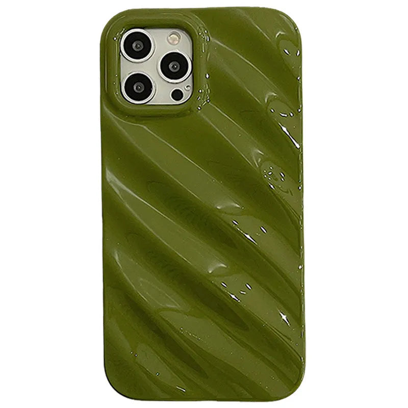Ins style pleated iPhone case with laser electroplated metallic finish in silicone