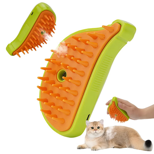 3 in 1 pet steam brush in green with comb head for cats and dogs grooming
