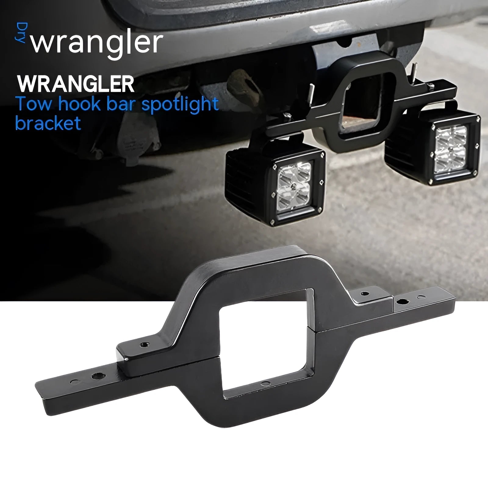Black aluminium alloy light mounting bracket for a Wrangler Jeep vehicle