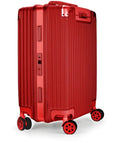 Aluminium magnesium alloy striped luggage suitcase in metallic blue colour showing hard-shell construction