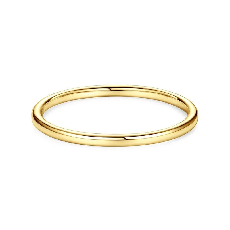 Simple geometric sterling silver bracelet ring on a wrist, shown in traditional and star design variants.