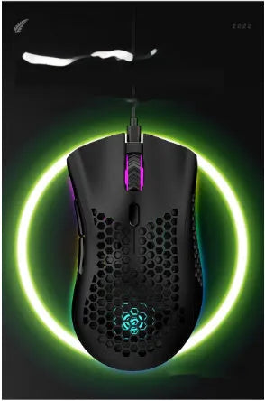 BM600 hollow out honeycomb wireless gaming mouse in black, cyan, or white colour with USB receiver.