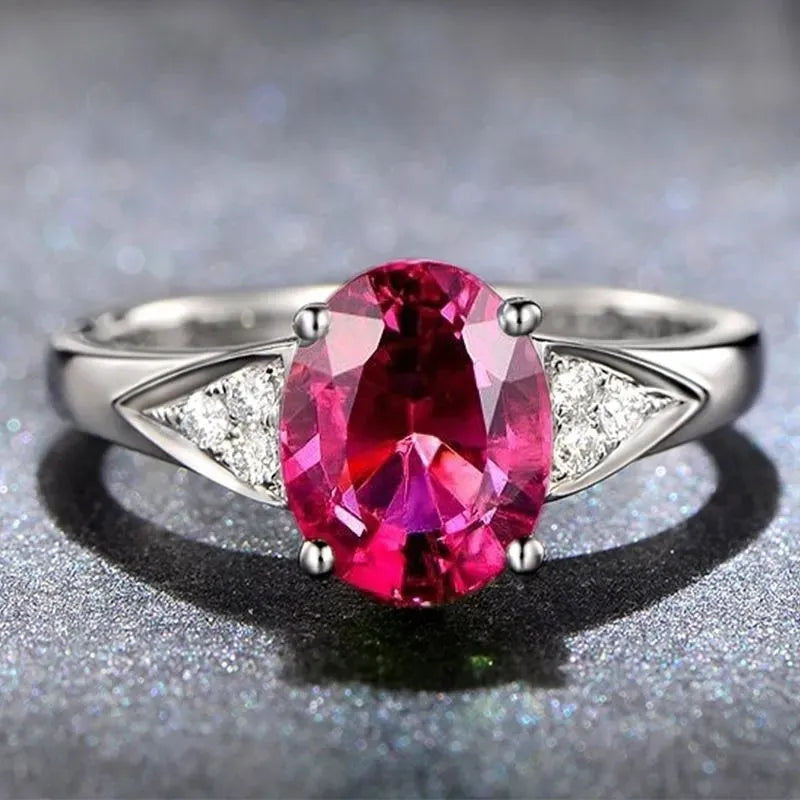 Women's court style zircon ring with heart, water drop, and bell patterns in blue, green, light blue, red colours