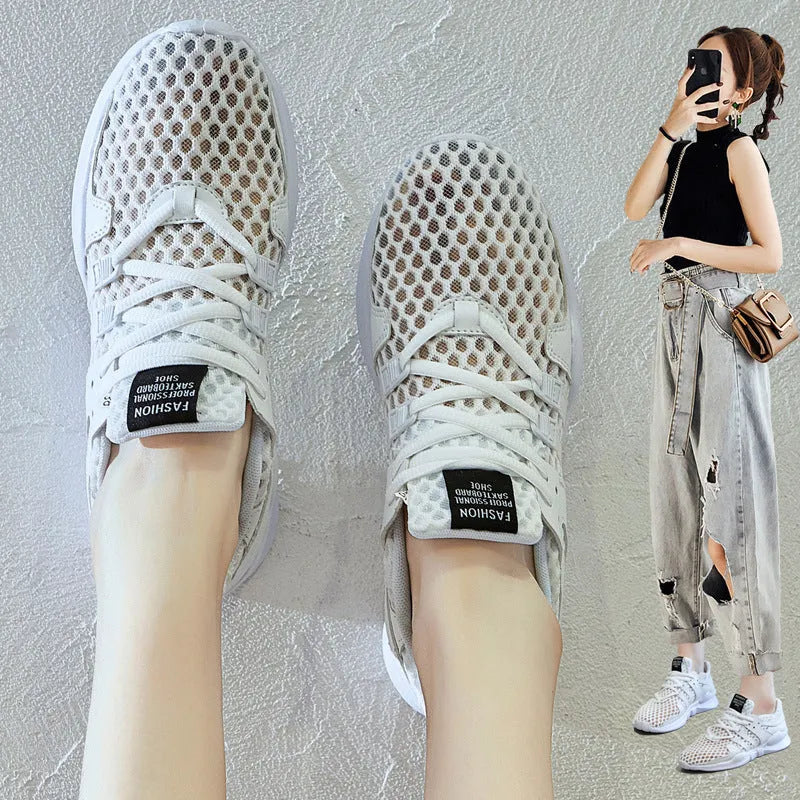 Casual hollow mesh sneaker with breathable design and EVA sole for summer wear