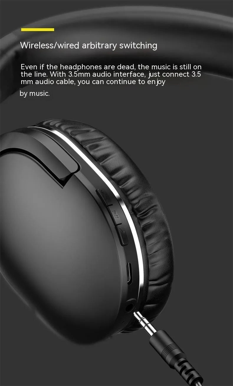 Black wireless Bluetooth sports gaming headset with head-mounted design