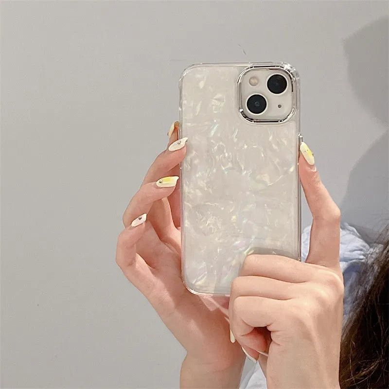 Super Fairy Dream Shell Pattern TPU Phone Case for iPhone 14 Pro - White Fantasy Shell Design