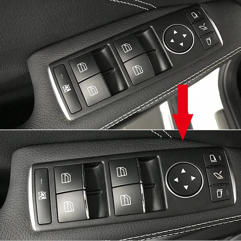 Black glitter decorative plastic cover sticker for a car window lift button.