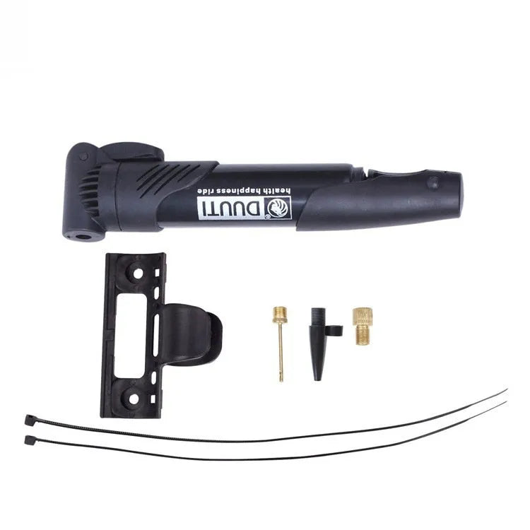 Portable plastic bicycle mini inflator available in eight colours for emergency tyre inflation