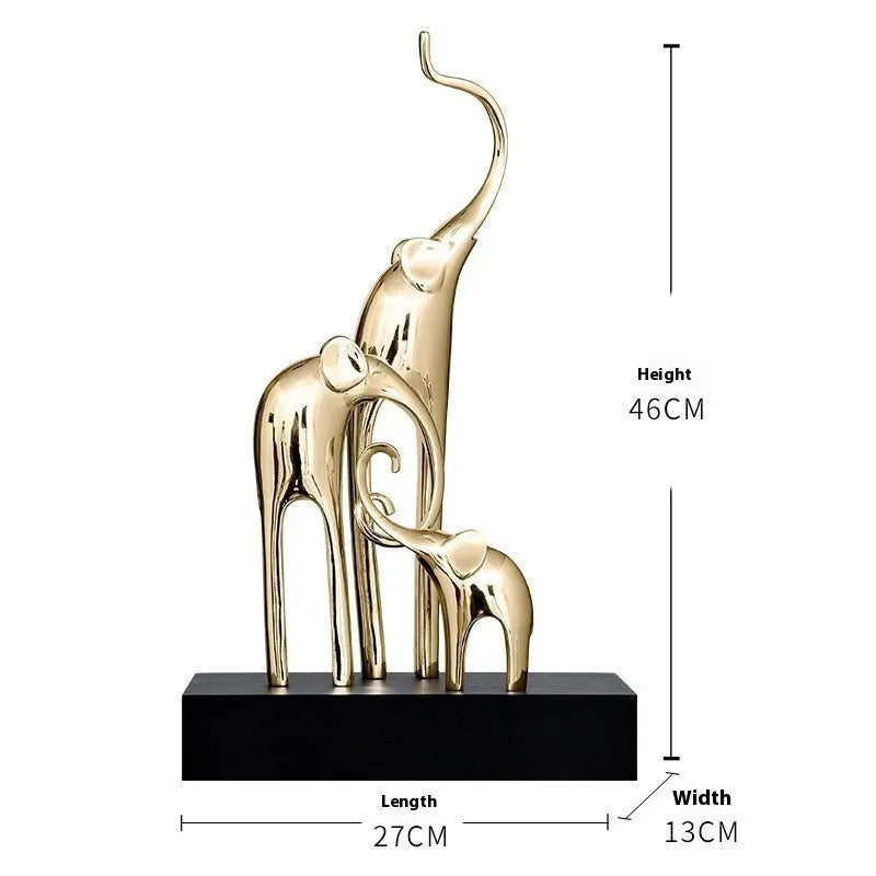 European style elephant decorative ornament in bright gold, rose gold, silver, or retro colour finishes
