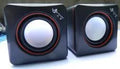 Small black square USB-powered 2.0 computer speaker for desktop PC