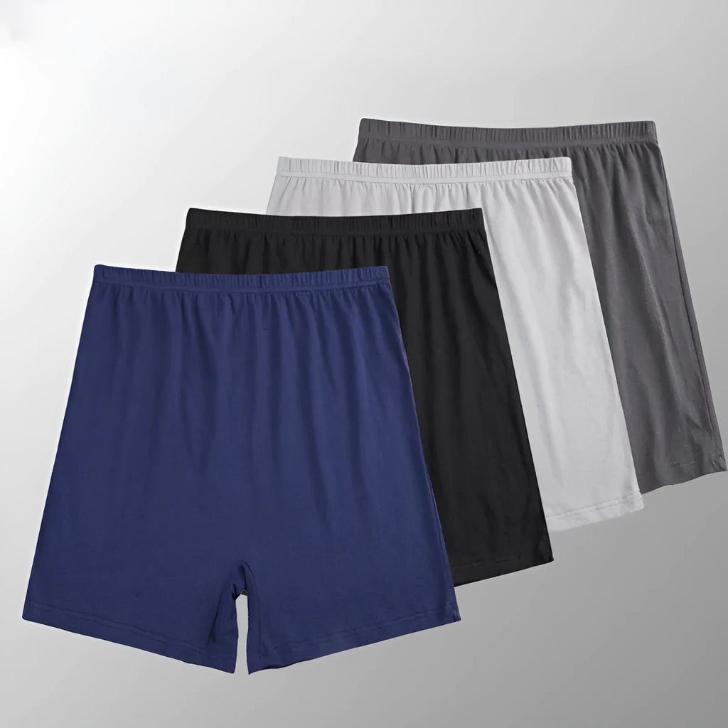 Men's solid colour high-waist boxer shorts in modal fabric, shown in multiple colours.