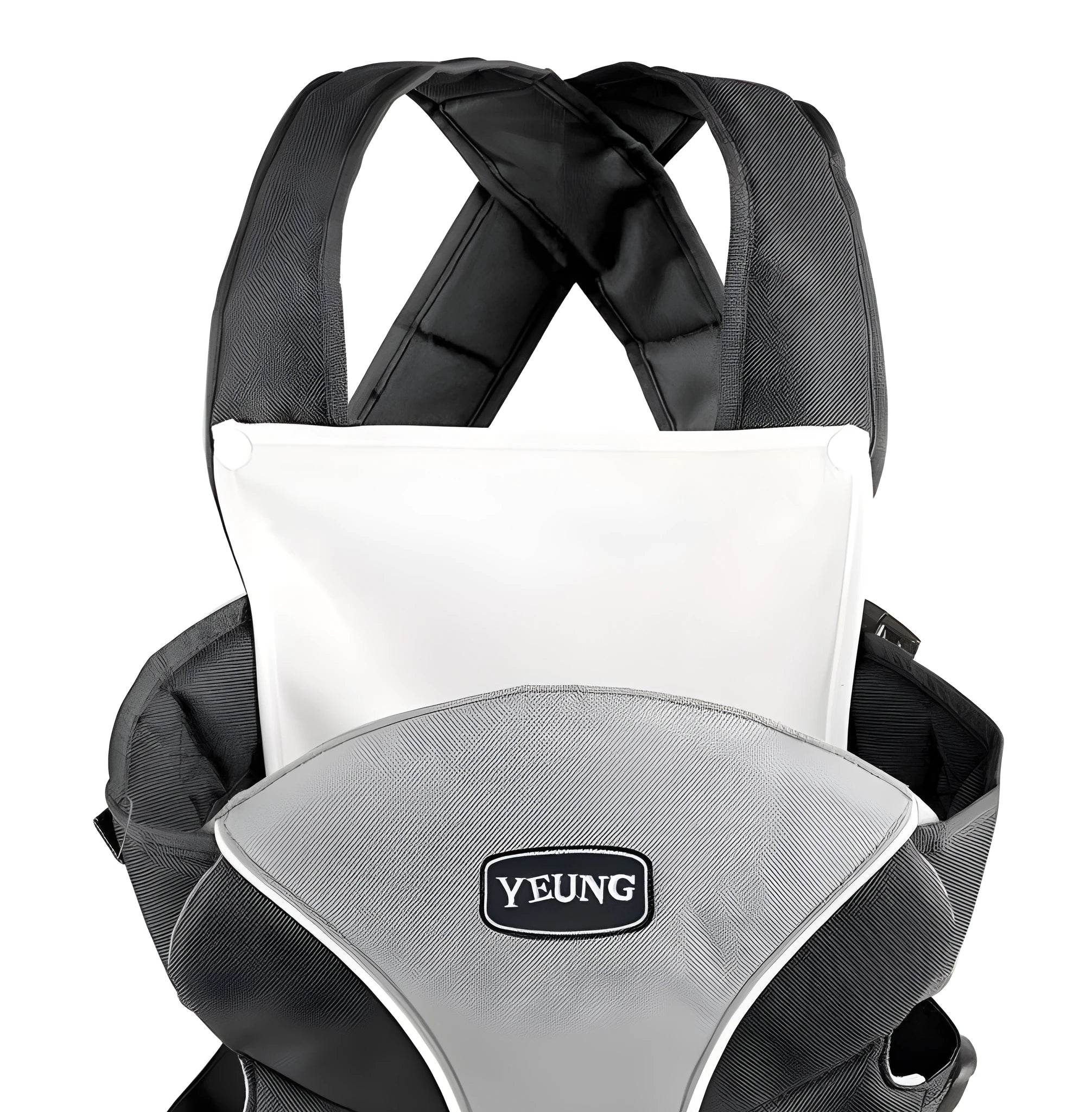 Double-shoulder baby carrier showing face-to-face carrying position with adjustable straps