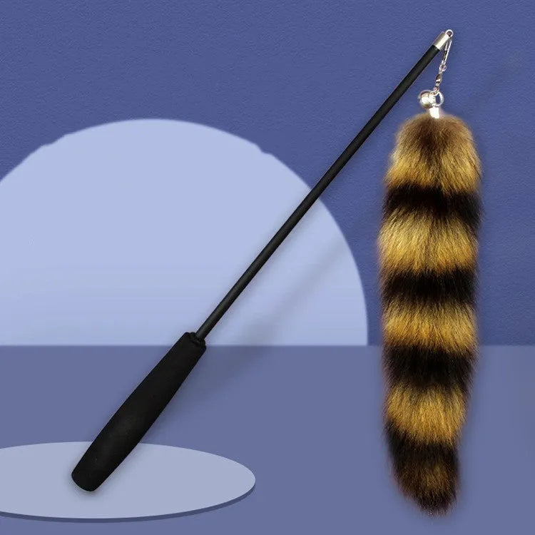 Black cat wand teaser with elastic string for interactive play