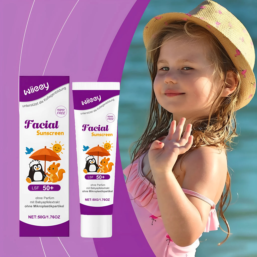 50g tube of SPF 50 sunscreen cream with titanium dioxide for summer protection