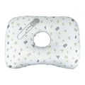 Beauty salon single hole ear pillow with detachable cover in grey, shown next to a towel.