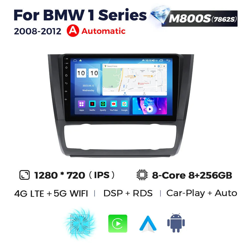 9-inch Android car navigation and central control touchscreen unit for BMW E87 vehicles.