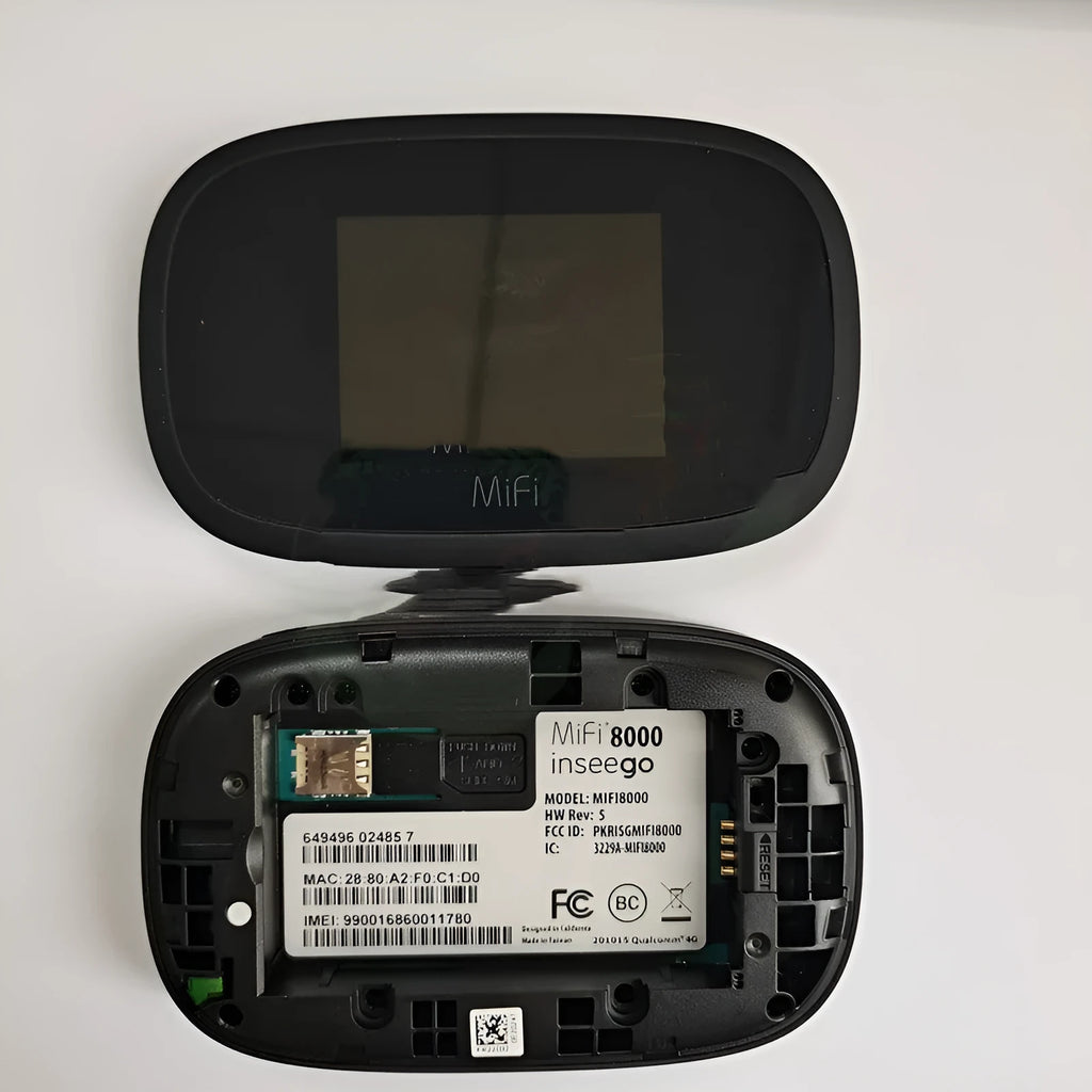 Black 4G portable wireless router with compact design for mobile internet access.