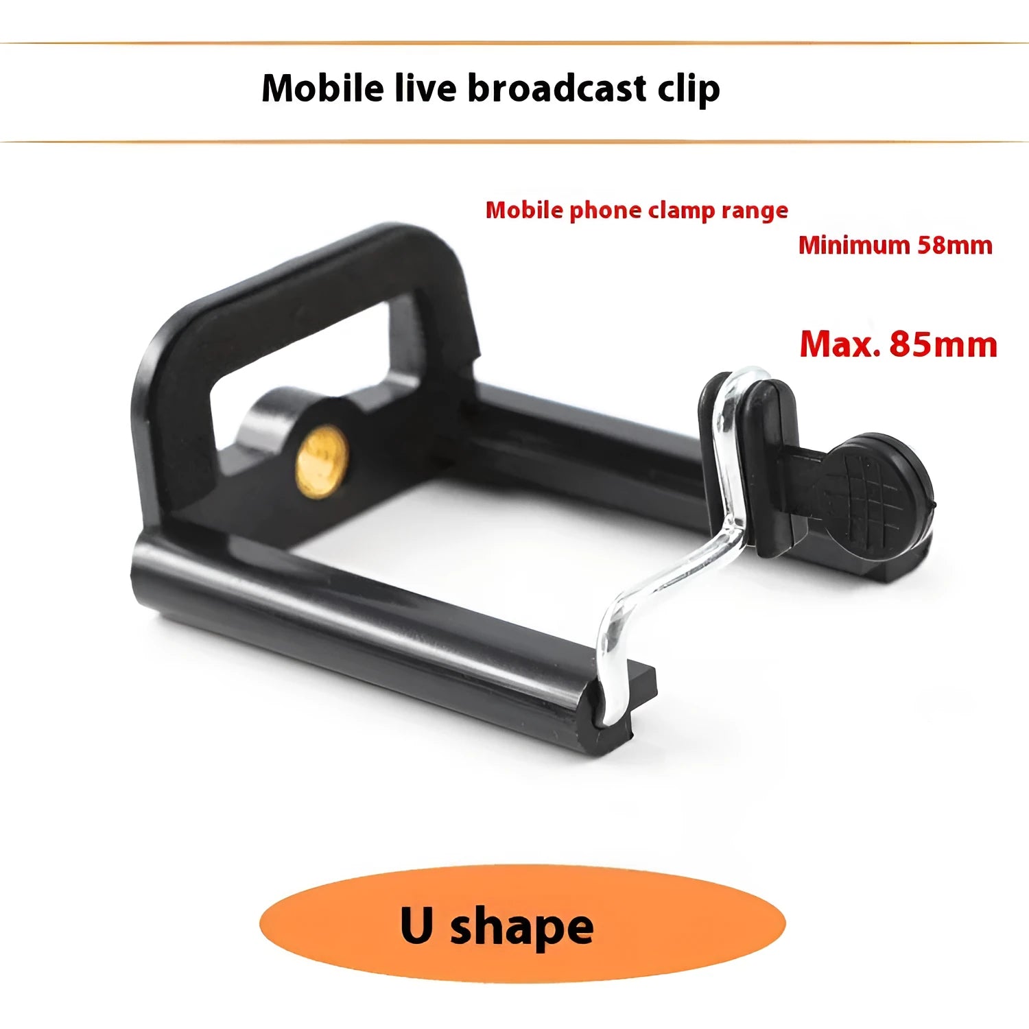 Black plastic U mobile phone clip hose bracket for universal smartphone mounting