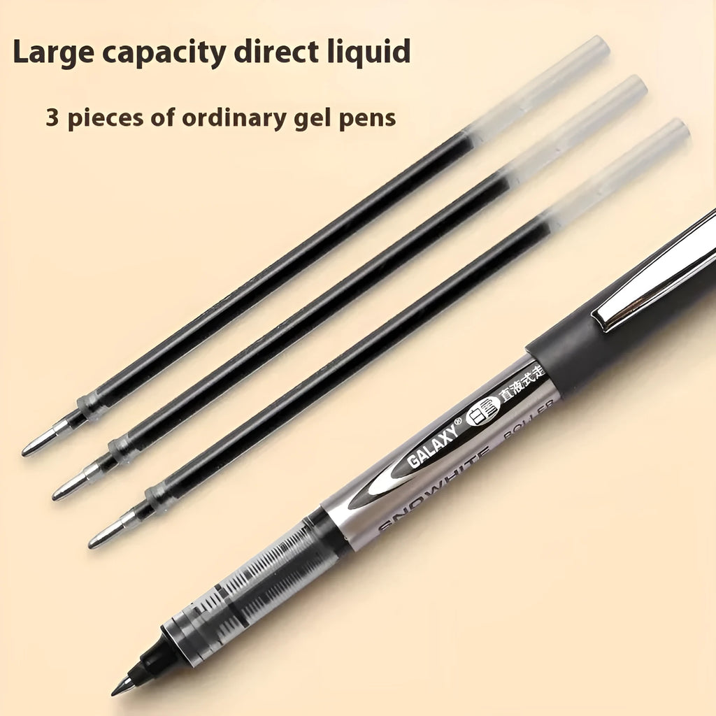 Water-based signature pen with 0.5mm fine tip, shown in black, blue, ink blue, and red ink colour options