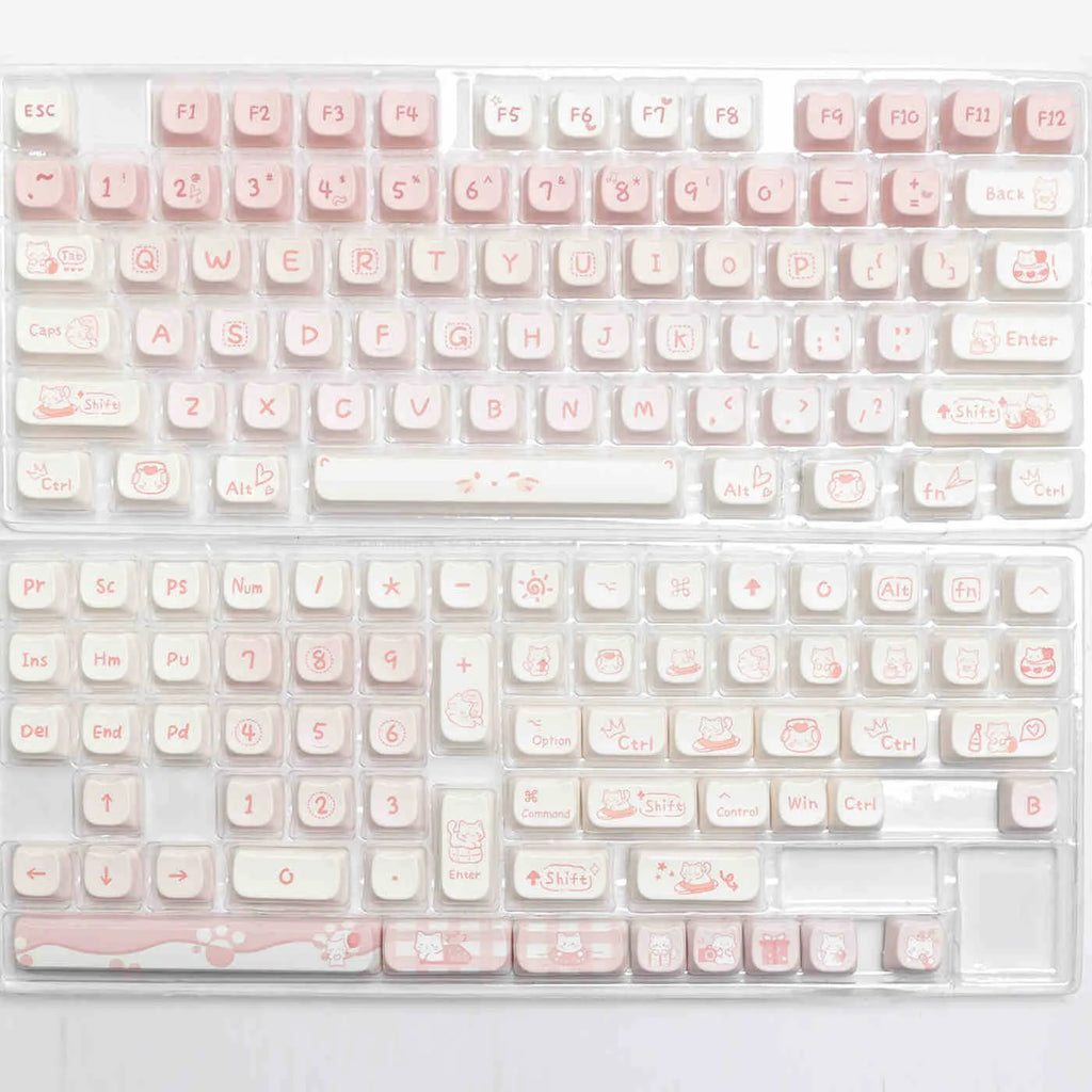 Full set of PBT sublimation printed keycaps for mechanical keyboards, over 98 keys with universal profile
