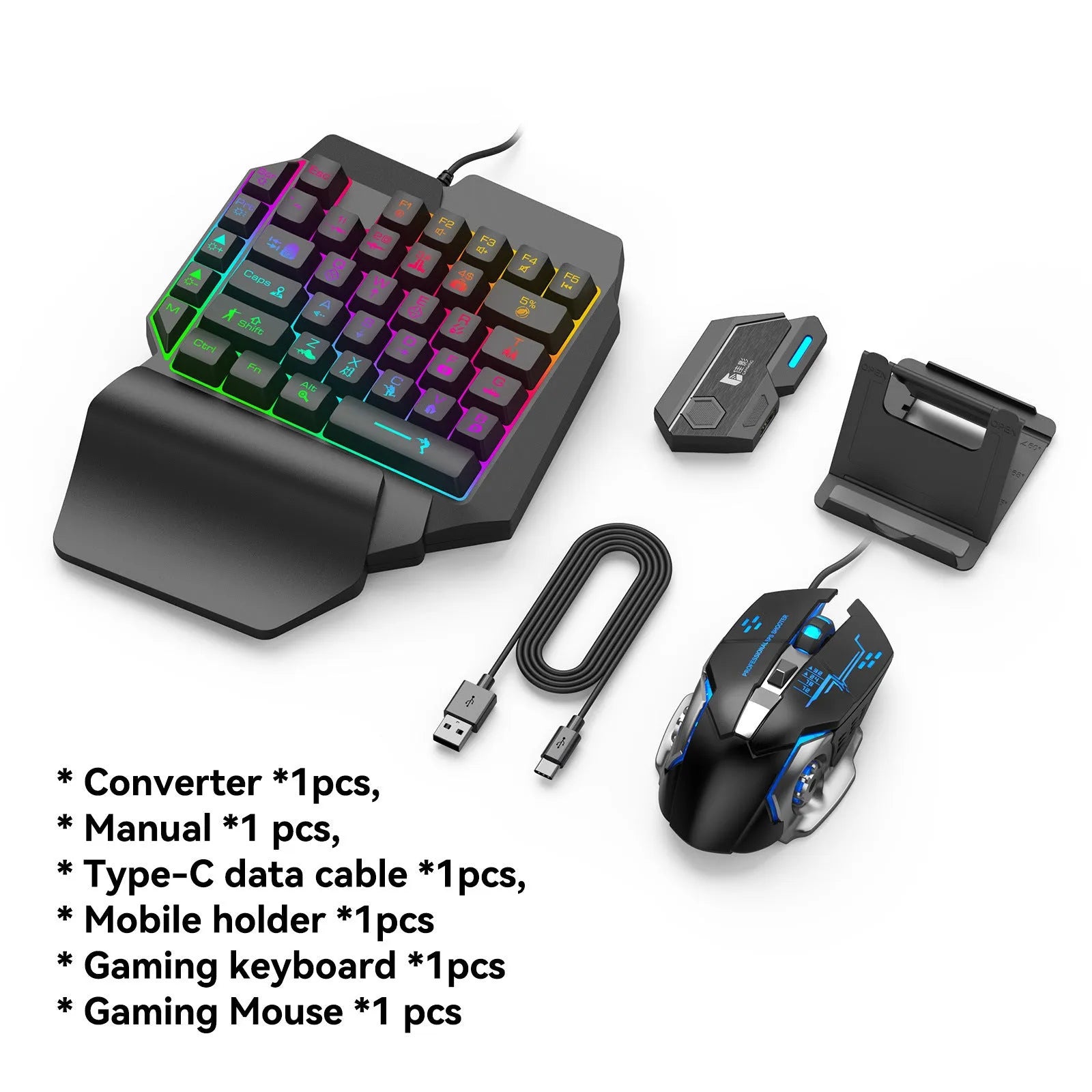 Mobile gaming keyboard mouse converter with USB interface for touchscreen control conversion