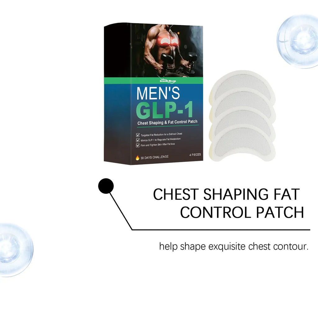 Four men's figure control chest patches on backing sheet, showing thin compact design