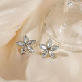 Elegant Petal Alloy Earrings Style1, floral-shaped metal stud earrings for women