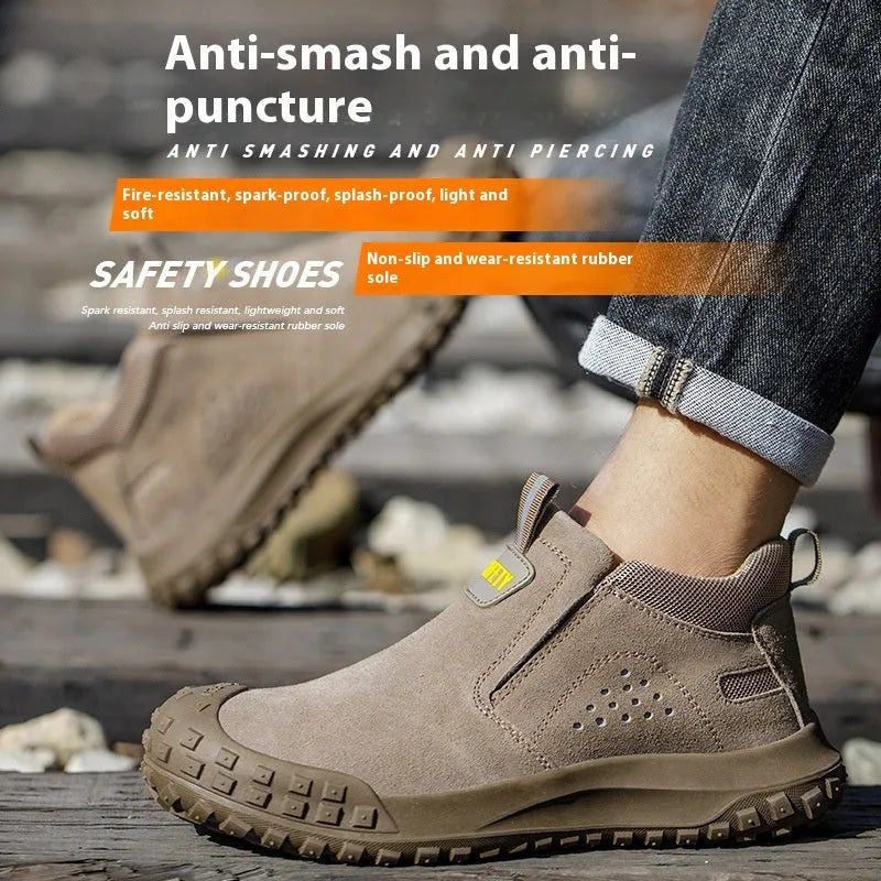 Mid-calf welding safety shoes in grey with steel midsoles for industrial work protection