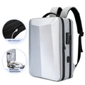 Waterproof ABS PC Oxford cloth business backpack with curved shoulder straps in black or silver white