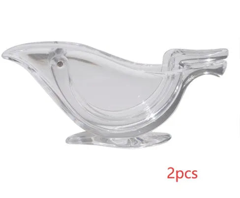 Transparent acrylic manual lemon juicer with bird shape design for squeezing lemon slices