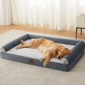 Rectangular cloth pet sleeping mat for dogs in brown, dark gray, and gray with size options L XL 2XL