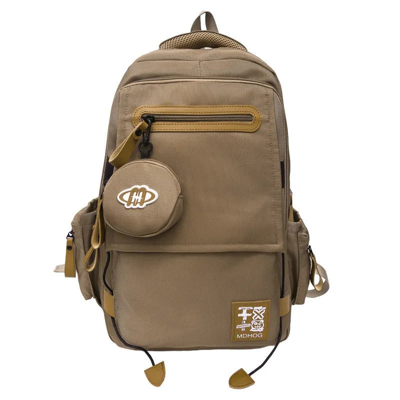 Japanese leisure travel backpack in black with contrast stitching and 20-35 litre capacity