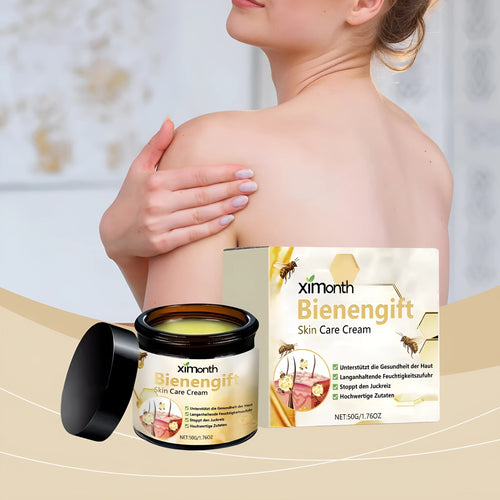 50g bee venom herbal blend moisturising body and neck cream jar.
