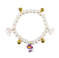 Halloween pet collar decoration with simulated pearl necklace design in purple ghost pumpkin pattern