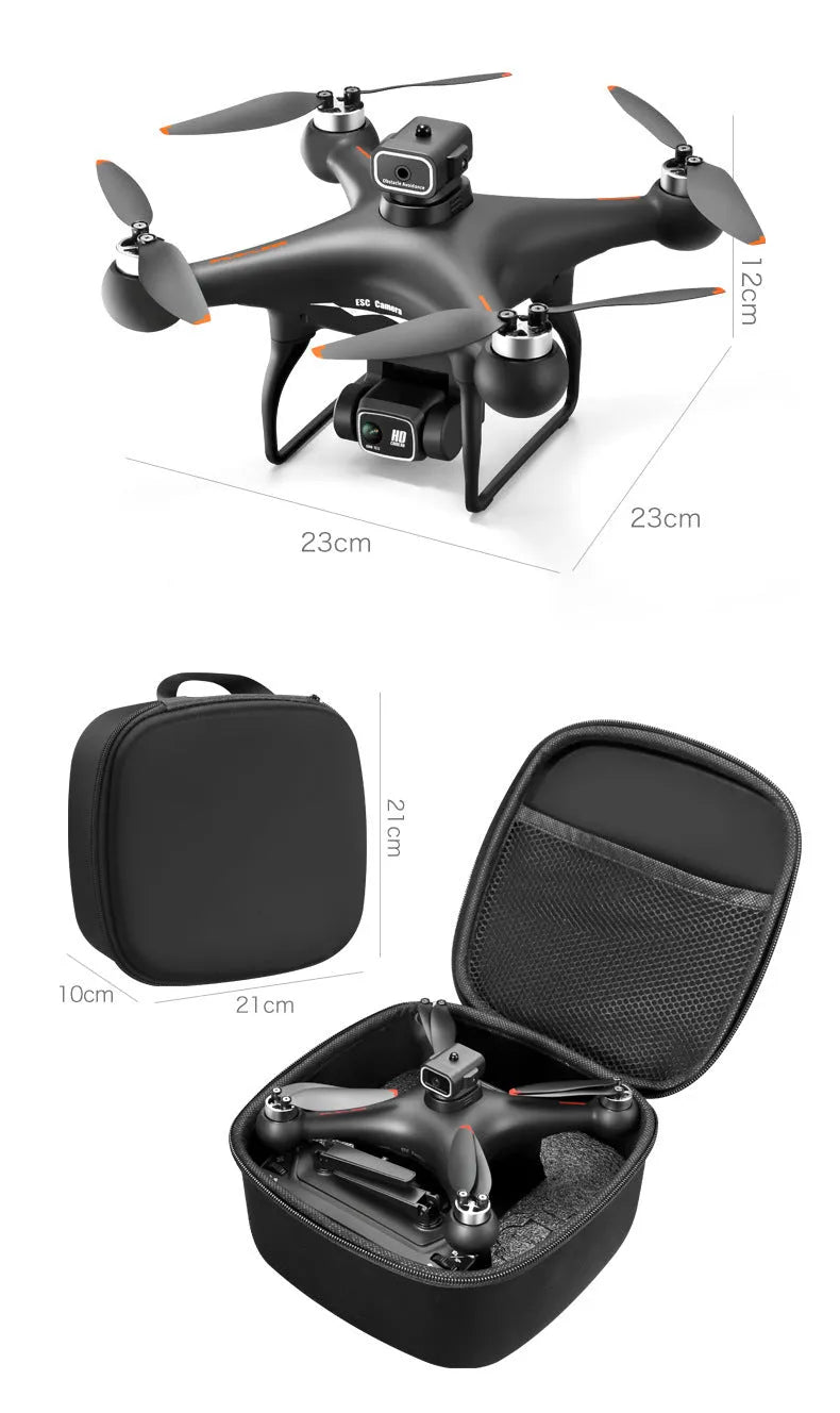 Black or white brushless UAV drone with four-side obstacle avoidance and HD camera under 30cm size