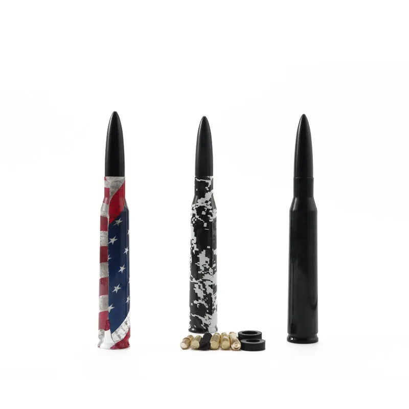 14cm car antenna with American flag and camouflage green design options.