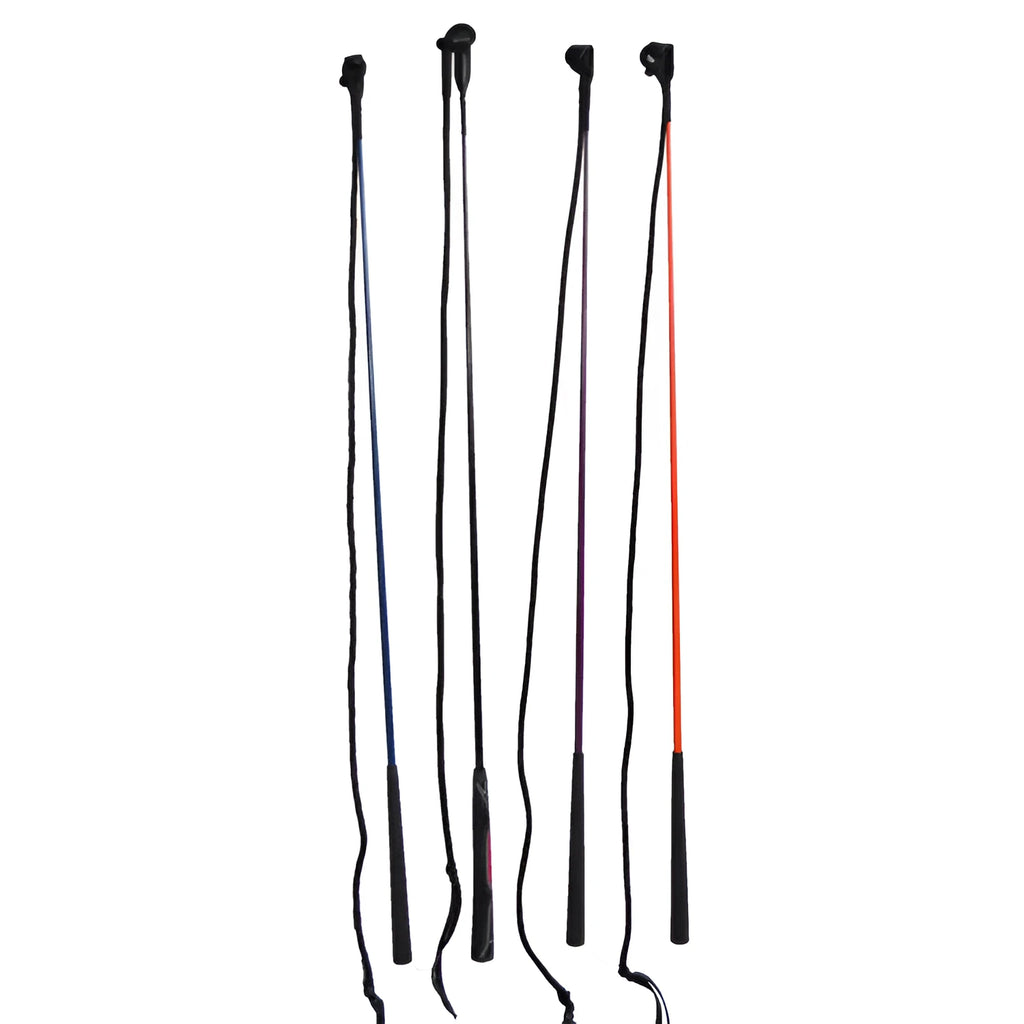 Reinforced nylon fibre training whip with fibreglass core for equestrian training