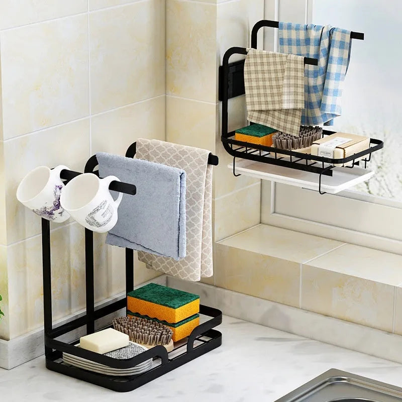Foldable plastic kitchen storage rack in new Chinese style for wall or counter use.