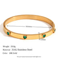 Stainless steel bracelet with micro-inlaid peach heart design in golden electroplated finish