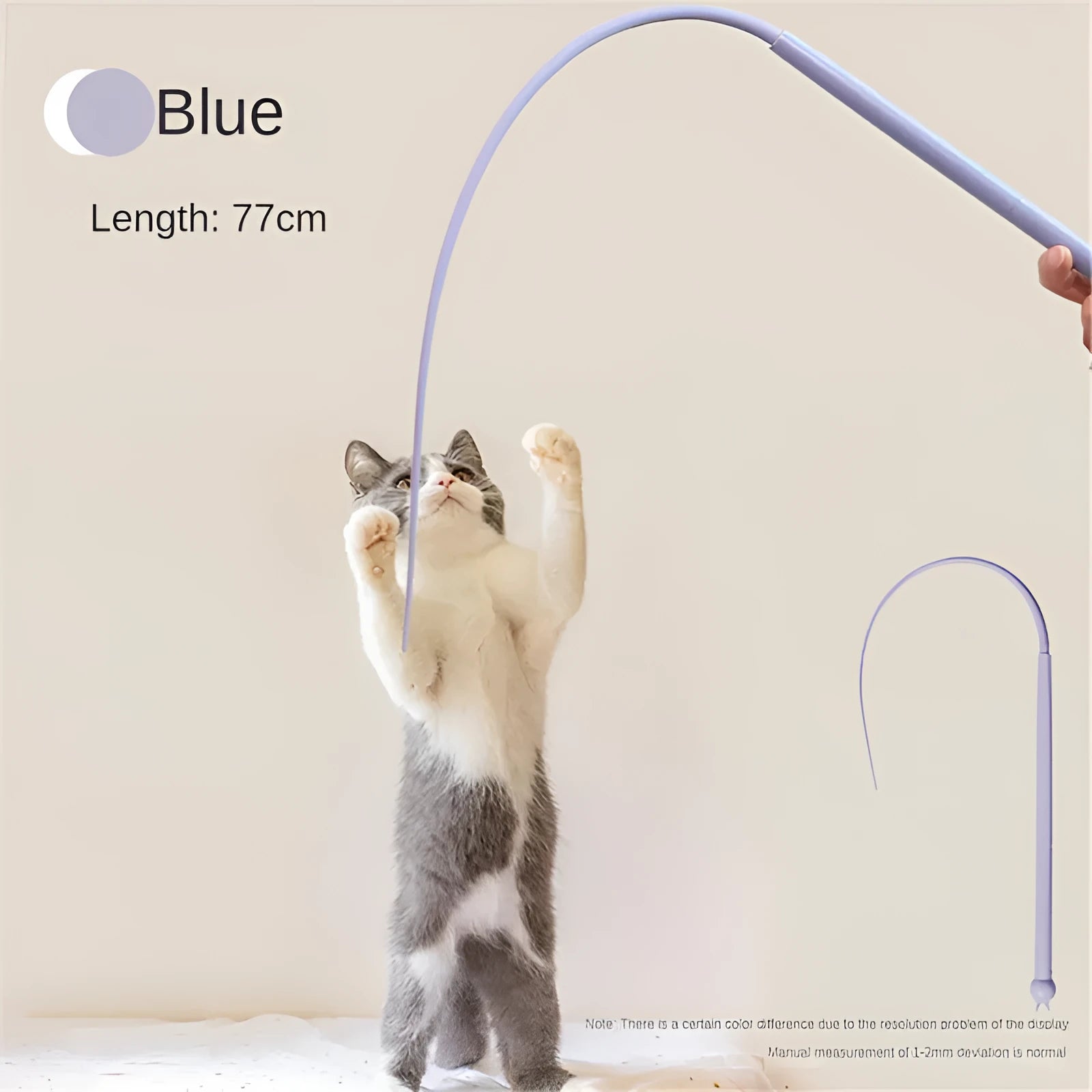 Simulated mouse tail cat toy with flexible silicone tail and cat head design