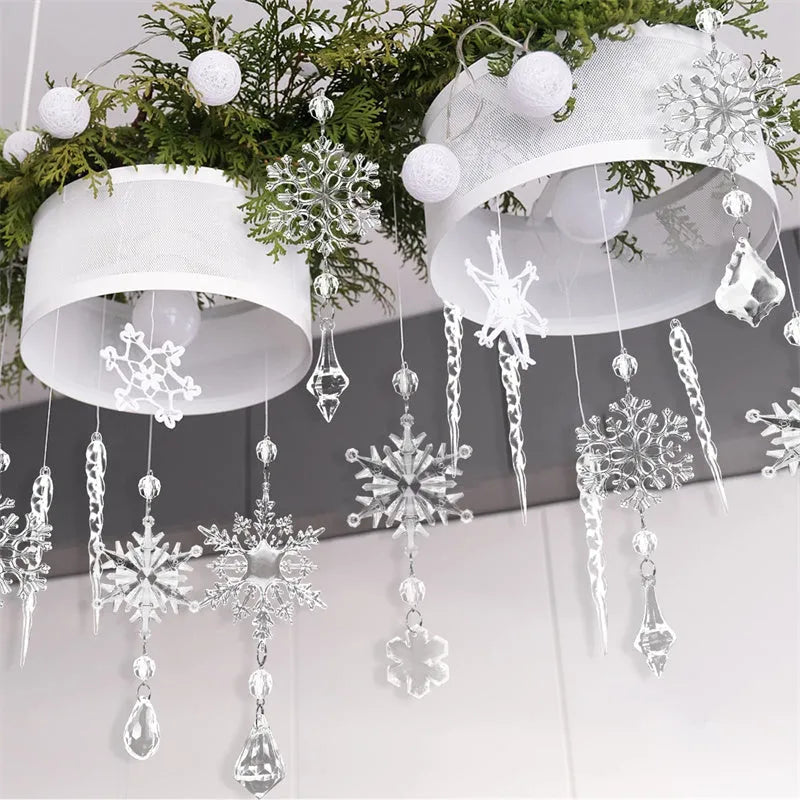 10 clear acrylic Christmas tree hanging ornaments with ribbons for indoor outdoor decoration