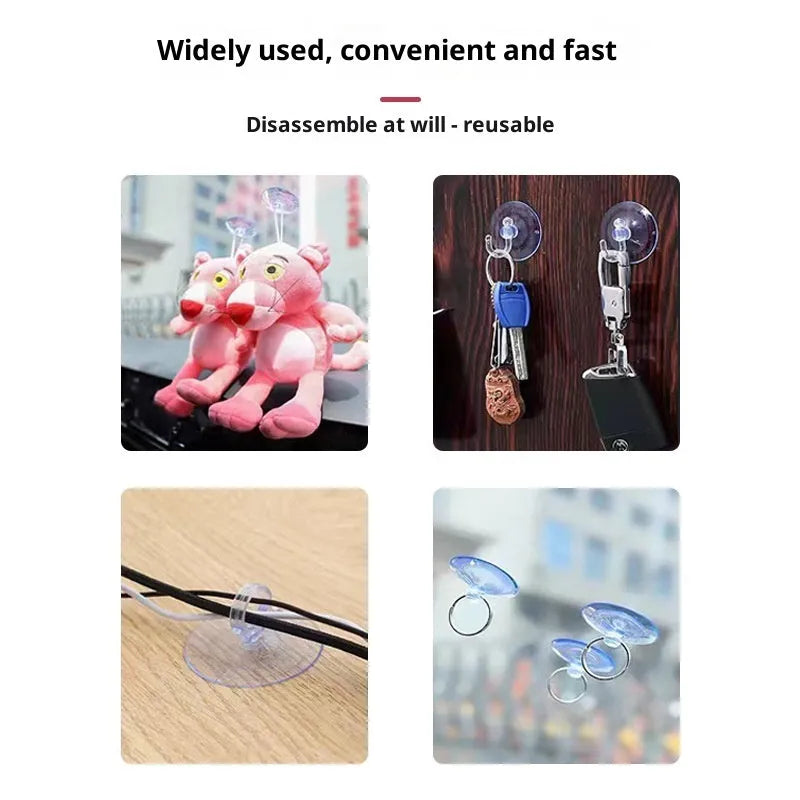 PVC suction disc with hook on glass surface, diameter 2-6cm, modern simple design, key ring variant included
