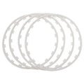 Set of four coloured nylon wheel hub protection rings for 16 to 20-inch alloy wheels.
