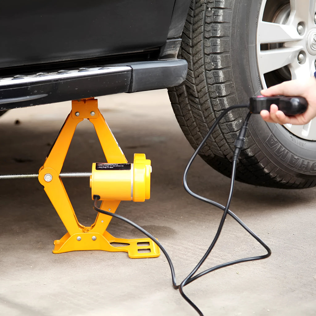 Hydraulic electric vehicle jack with 2-tonne capacity and 100W motor for car maintenance
