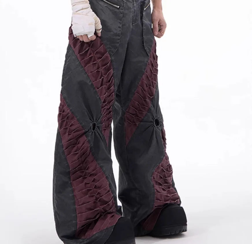 Retro keel casual sports trousers in viscose rayon fabric, showing straight hem design and solid colour option