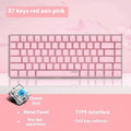 Pink mechanical gaming keyboard with 82 keys and white backlighting