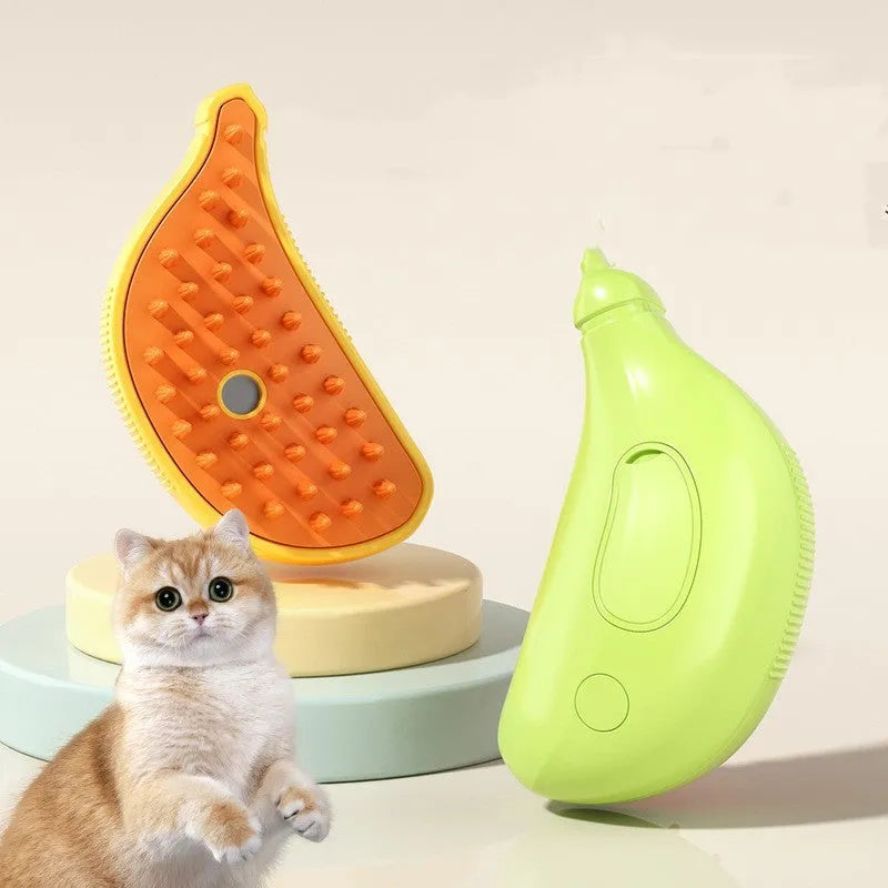 3 in 1 pet steam brush in green with comb head for cats and dogs grooming